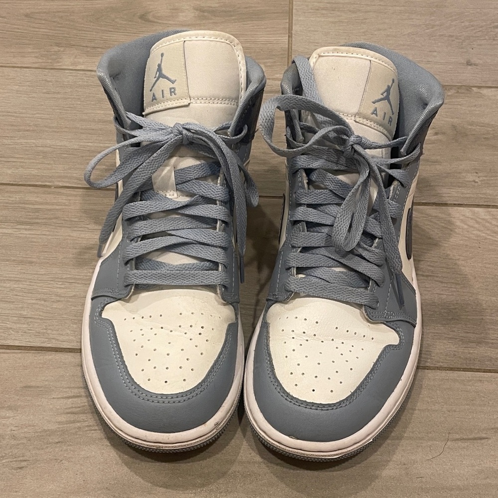 Air Jordan High-Top Sneakers in Baby Blue Gray and White